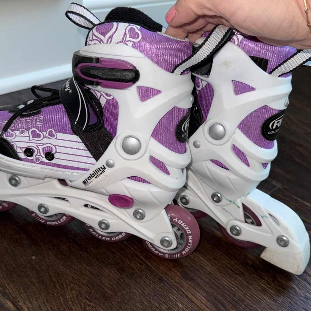 Roller Derby Stryde Purple and White Rollerblades adjustable size 11-1 w pads - Picture 7 of 12